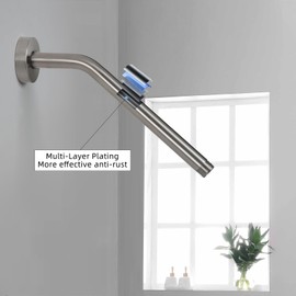 KAPHOME Shower Arm with Flange,11 Inch Stainless Steel Shower Extension Pipe,Wall Mounted Shower Extension Arm for Fixed Shower Head,Shower Head Arm for Fixed &Showerhead,Brushed Nickel,7Z2MK