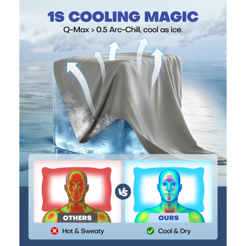 Rifens Ice Cooling Pillow Cases for Hot Sleepers, Stay Cool