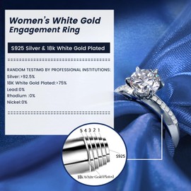 Lab Diamond Engagemeng Ring Simulated Diamond Ring for Women Moissanite Solitaire Ring Sterling Silver Anniversary Ring Gift for Women Wife Mother 1.0CT Round Cut D Color VVS1 Clarity Size 5.5 US