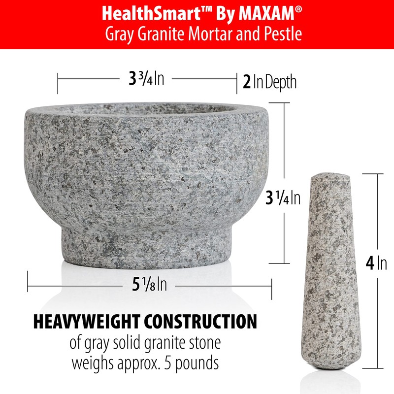 Maxam Grey Mortar and Pestle Set - 5 Inch -