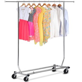 Only Hangers® Heavy Duty Collapsible Single (One Piece) Top Rail Rolling Rack