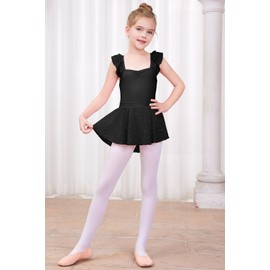 blibean Girls Ballet Leotard Sparkly Tutu Skirt Dance Dress Kid Gymnastics Outfit Ballerina Leotards Size 12-13 Years Old Black