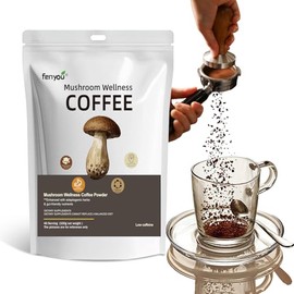 Mushroom Powder, 16-Mushroom Adaptogen Blend with L-Theanine for Coffee, Tea, Milk, Fruit Salad, Smoothies, or Recipes (180g/90 Servings)