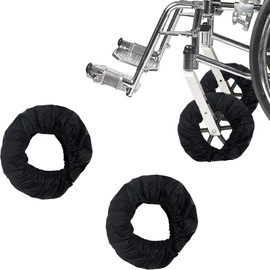 2 Pcs Wheelchair Tire Cover, Waterproof Wheel Covers, Black Wheel Protectors for Stroller Wheelchair (S, 8” Diameter)