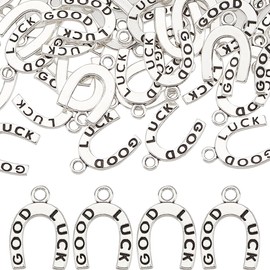 SUNNYCLUE 1 Box 100Pcs Horseshoe Charms Horseshoe Charm Bulk Good Luck Charms Lucky Charms War Horse Charm for Jewelry Making Charms DIY Earrings Bracelet Necklace Craft Wedding Party Gift Supplies