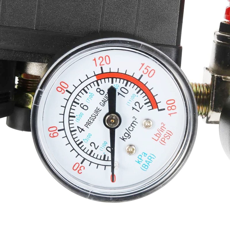 90-120PSI Air Compressor Pressure Switch Valve Control Manifold Regulator Gauges