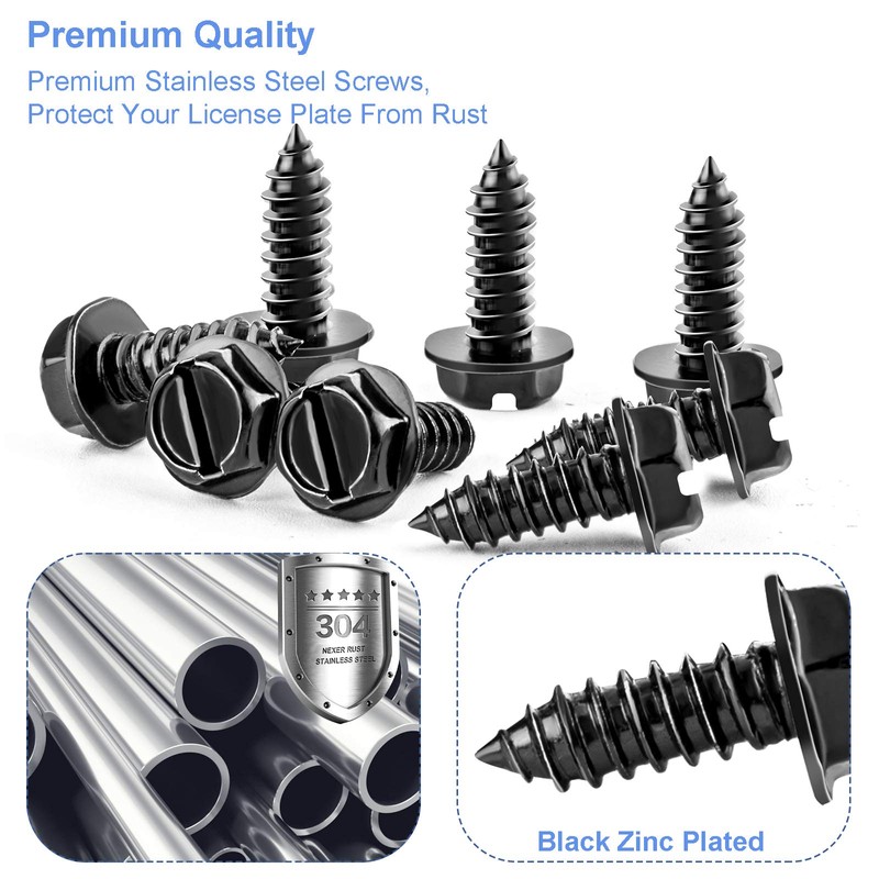8PCS Premium Stainless Steel License Plate Screws, Rust-Proof & Anti-Rattle