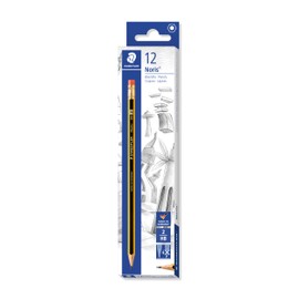 STAEDTLER 122-HB Noris Graphite Pencils with Eraser-Tip - HB (Box of 12)