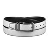 Concitor Reversible Wide Belt WHITE Black Bonded Leather Pewter-Tone Buckle