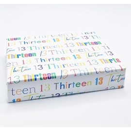4 Sheets 4 Tags 13th Birthday White Multi Colour Thirteen Writing Wrapping Paper Age 13 Birthday Gift Wrap Paper Male/Female/Unisex White & Multi Colour (PA)