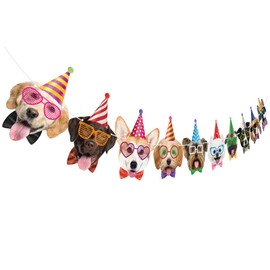 Dog Birthday Banner Dog Faces Themed Party Decorations Puppy Happy Birthday Banner Garland Sign for Kids Boys Girls Animal Theme Decorations Puppy Party Supplies