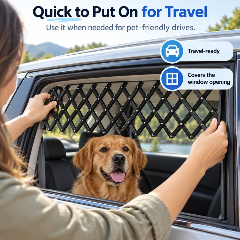 Car Window Pet Gate for Dog Travel – Ventilation Guard