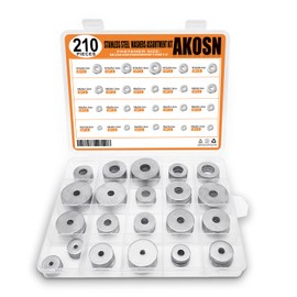 210 Pieces Stainless Steel Washers Assortment Kit - Flat Washers & Fender Washers Set- 17 Sizes, Covering M3 to M12 (Metric) - Perfect for Bolts, Screws, Plumbing & Automotive, Marine