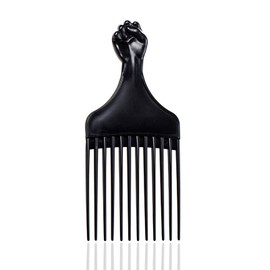 Black Soft 'N Style Hair Pick for Styling Women's and Men's Curly Hair, Plastic Detangler for Wigs, Braids, and Afros