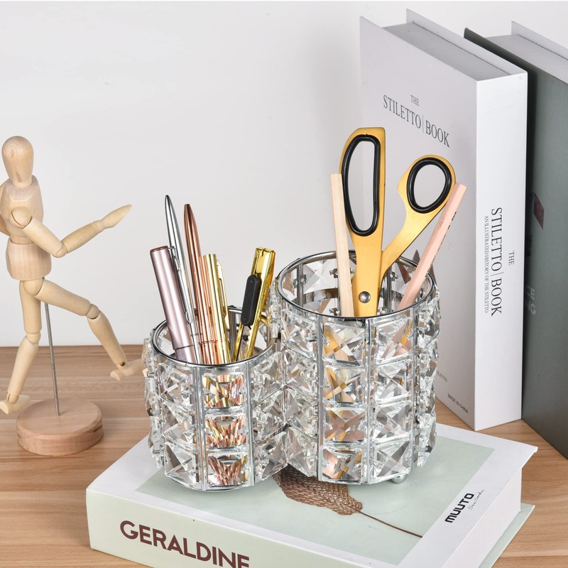 Feyarl Makeup Brush Case, Brush Stand, Crystal Brush Holder, Cosmetic