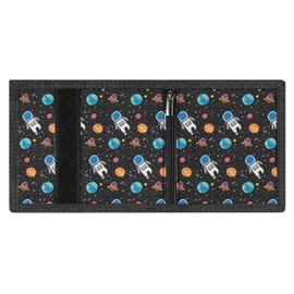 Kids Wallets for Boys Girls Ages 6-18 Trifold, Teen Wallet for Boys, Youth Wallets for Boys with Zippered Coin Pocket ，Novelty Wallet for Childrens Birthday Gifts（astronaut)