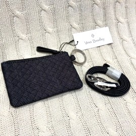 Vera Bradley Iconic Zip ID Case & Lanyard Set Denim Navy NWT MSRP $40