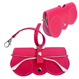 Nounex21 - Premium Sunglasses Protective Case, Portable Glasses Case, Fashion Sunglasses Holder, Soft PU Leather, 12 Colors, hot pink
