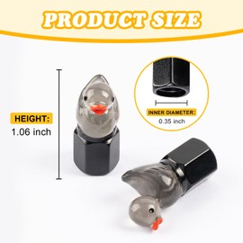 Rislobx 4 Pack Duck Tire Stem Caps, Glow in The Dark Tire Valve Caps, Cool Funny Tire Air Valve Cap, Universal Replacement Tire Cap Covers for Cars Bikes Motorcycles Trucks (Black)