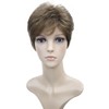 Wigsinway Short Synthetic Wigs Golden Brown Fluffy Straight Full Bang