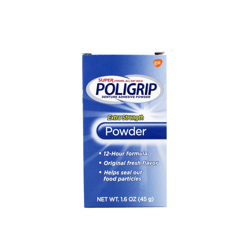 SUPER POLIGRIP Extra Strength Denture Adhesive Powder 1.60 oz (Pack