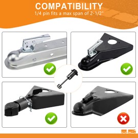 META Hardware Trailer Coupler Lock 1/4" Dia, Trailer Tongue Lock with 2-1/2 Inch Span Fits Latch-Type Coupler, Solid Coupler Lock with Keys for Towing Boat Truck RV Car Trailer…
