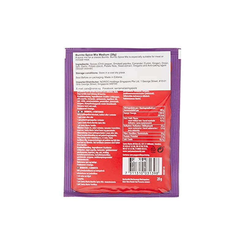 Santa Maria Burrito Seasoning Spice Mix - Mexican Seasoning for