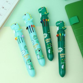 Bombinate 10 Colors Ballpoint Pen Oil Based Ball Pen Animal Stationery Set of 4 0.5mm Multifunction