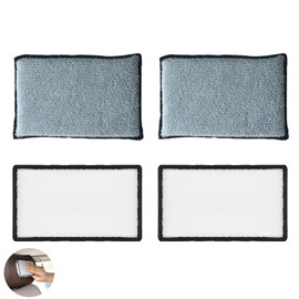 4 PCS Interior Scrubbing Wash Pad, Car Sponge, Scrub Pads Car Detailing, Double Sided Scrub Pads, for Deep Cleaning Car Interiors, Seats and Upholstery (Grey)