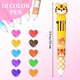 Ubamdom 30 Pcs Multicolor Ballpoint Pen 0.7 mm 10-in-1 Retractable Ballpoint Pen Dinosaur Unicorn Pens for Office Supplies