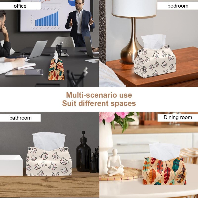 2 Pack Tissue Box Cover Holder, Pig Head Pattern Rectangle