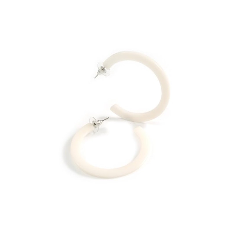 White Glossy Acrylic Hoop Earrings/45mm Diameter/Latest Hoop Earring Trends