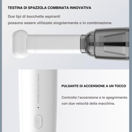 Voltix Kabelloser Handstaubsauger, Mini-Staubsauger für das Auto, 4000 Pa, wiederaufladbar, tragbar, leicht, USB, tragbar, kabellos, für Haare, Auto, Haus, Büro, Küche (weiß)