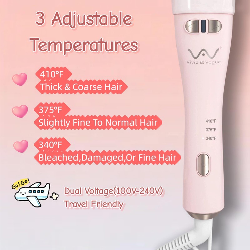 VAV Automatic Curling Iron 1.25” Rotating Hair Curler for Long/Medium