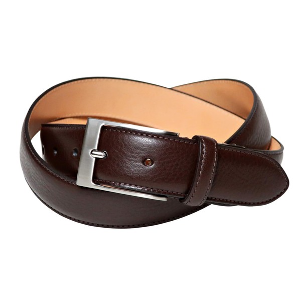 KIETH Men's Business Belt, Soft Shrink Oil Leather, Dark Brown,