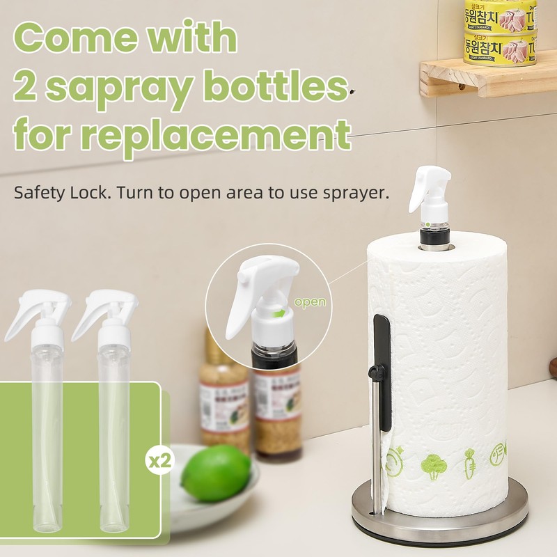 sagetta Paper Towel Holder with Spray Bottle Pump and Tension