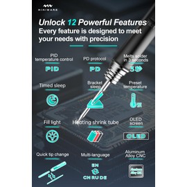 TOOLSAVING Soldering Iron Kit TS21,Max 100W Soldering-Iron Gun with Adjustable Temp 100-450℃,3 Seconds Melts Solder,Front Lighting Design,DC9-24V Compatible with 210 Type Tips