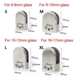 Glass Clamp Stainless Steel Glass Holder Fit for 8-12 mm Glass Thickness (Pack of 2)