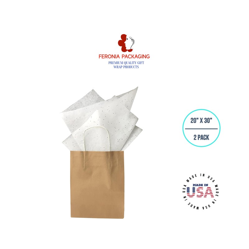 White Glitter Gift Wrapping Tissue Paper 20x30 2 Pack by