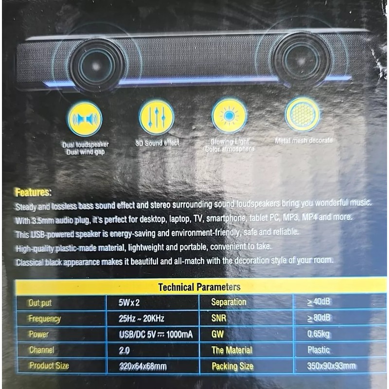 Phission Soundbar, USB Powered Sound Bar Speakers for Computer Desktop