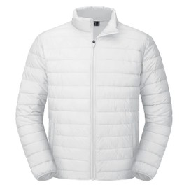 MAGCOMSEN Puffer Jacket Men Packable Down Jacket Lightweight Winter Coats Waterproof Insulated Jackets White XL
