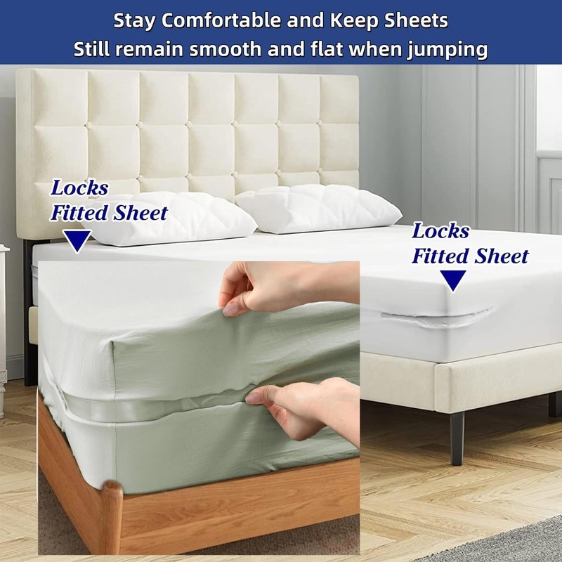 Bed Sheet Holder with Lock Strips, 4 PCS Lock Sheet