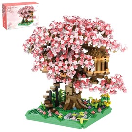 Juguetes de construcción de jardín de flores, 48 piezas, mini juego de construcción de flores de árbol de flores, colección botánica de cerezo, juego de juguetes de construcción, regalos para niñas