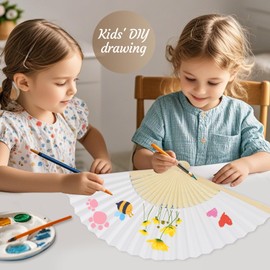 WAYASDCU 100pcs Paper Fans Handheld Folding Fans Bulk Fans for Line Dancing Bulk White Wedding Fans Folding Fans Handheld for Guest Dancing Party DIY Craft Photo Props Wall Decoration