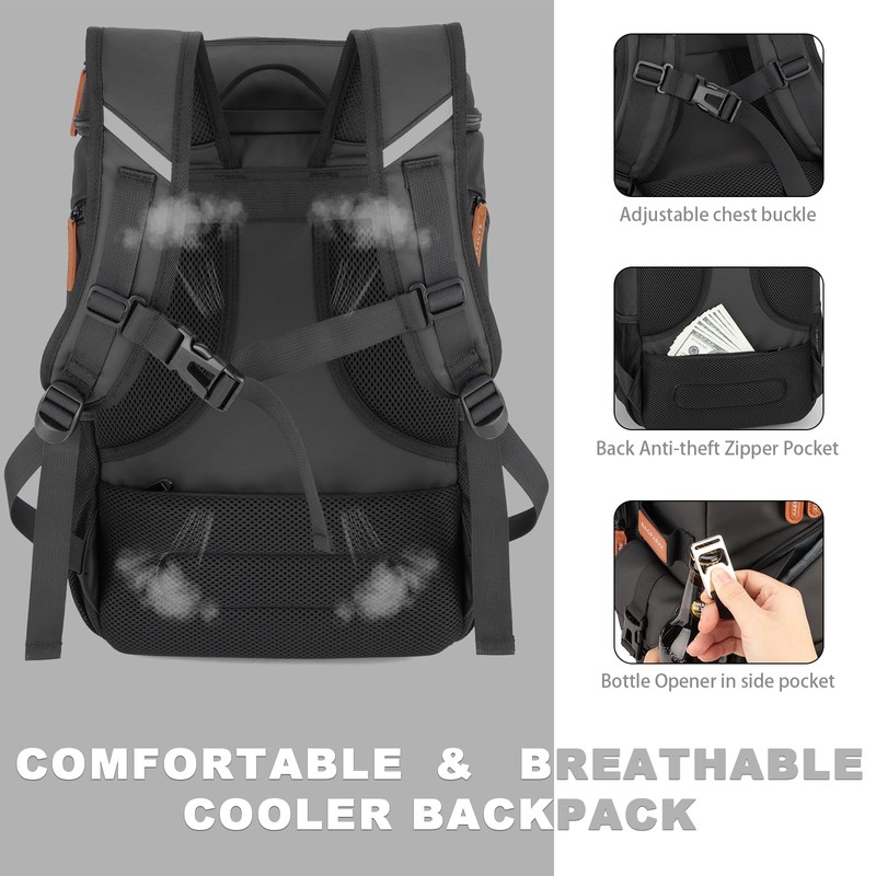 Insulated Cooler Backpack,Bagparkk 33 Cans Multifunctional Double Deck Leakproof Cooler