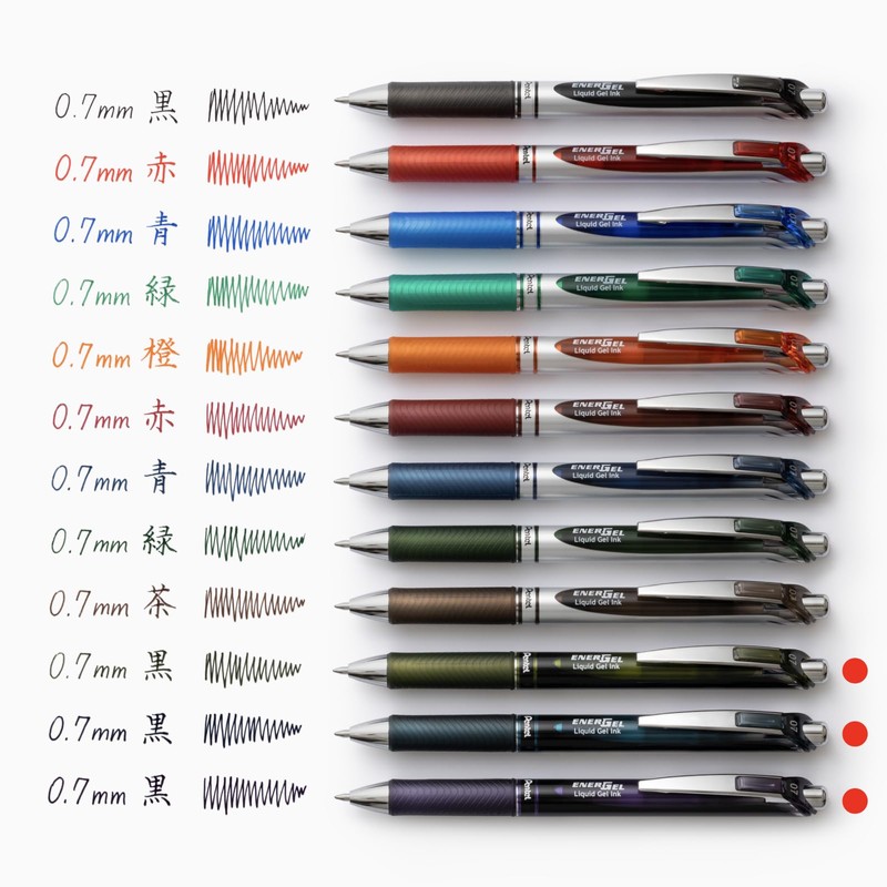Pentel BL77A2-3STH Gel Ink Ballpoint Pen, EnerGel 0.7mm, Set of