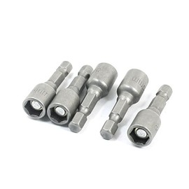 sourcingmap 8mm Magnetic Nut Driver Bit/Hex Socket, 42mm, Gray, 5-Piece
