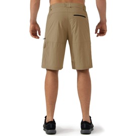 CRYSULLY Mens Hiking Shorts Outdoor Lightweight Quick Dry Casual Cargo Work Travel Shorts with Elastic Waist Khaki 32