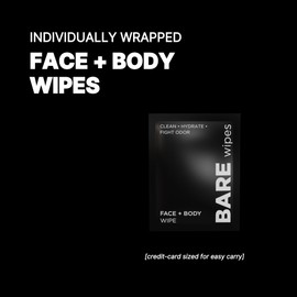 BARE Wipes 1 Pack, 20 Wipes - Portable Face and Body Wipes - Post Workout, Travel, Late Night, Pre Meeting - Powered By Tea Tree, Chamomile, Vitamin E, Aloe