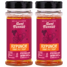 Aunt Fannie's FlyPunch Fruit Fly Trap for Indoor and Kitchen Use, Ready to Use, Made with Plant Based Ingredients, Safe Near Food, Each Bottle Lasts Up to 30 Days, Pack of 2